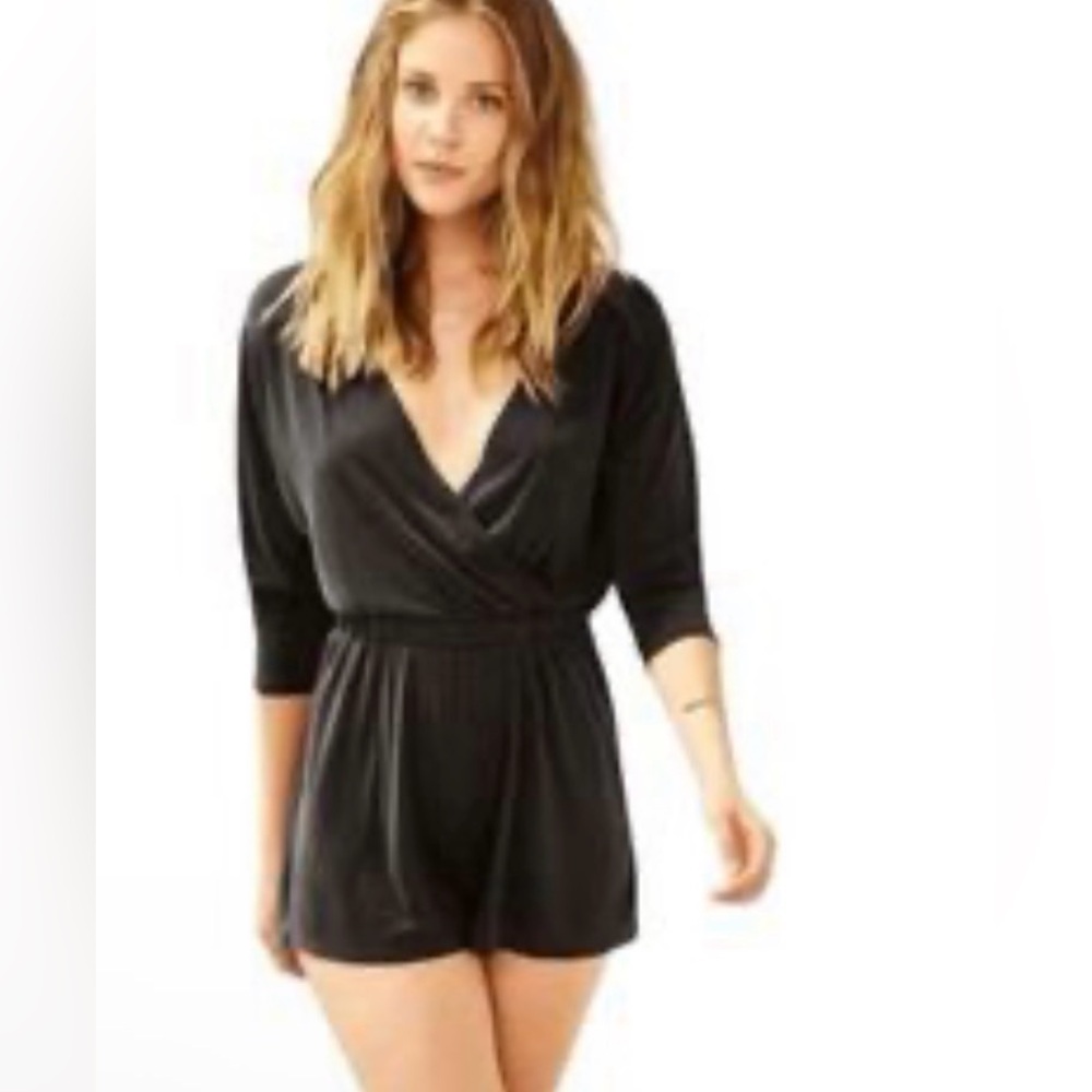 Silence + Noise‎ Black Wrap Romper Small Modal Elastic Waist - Picture 8 of 8